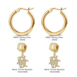 Sterling Silver Mahjong Dice Charms Earrings Set In 14K Gold Plated