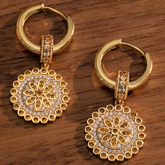 gona- Sterling Silver Summer Flower Charms Earrings Set In 14K Gold Plated
