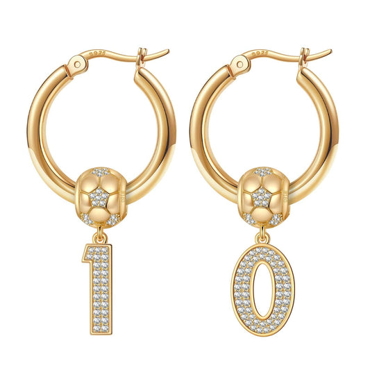 gona- Sterling Silver Team Soul Charms Earrings Set In 14K Gold Plated