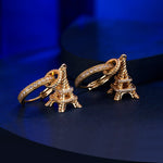 Sterling Silver Vitality of Paris Charms Earrings Set In 14K Gold Plated