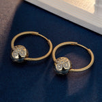 Golden Four Leaf Clover Tarnish-resistant Silver Charms Earrings Set Classic Hoop Earrings with Sterling Silver Ear Post In 14K Gold Plated