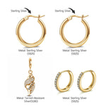 Sterling Silver Seashell Journey Charms Earrings Set With Enamel In 14K Gold Plated
