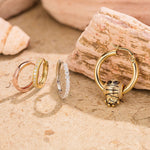 Set of 4 Individual Earrings for Mix & Match Styling: Sterling Silver Adorable Mummy Charms Earrings Set With Enamel In Tri-Color Plating