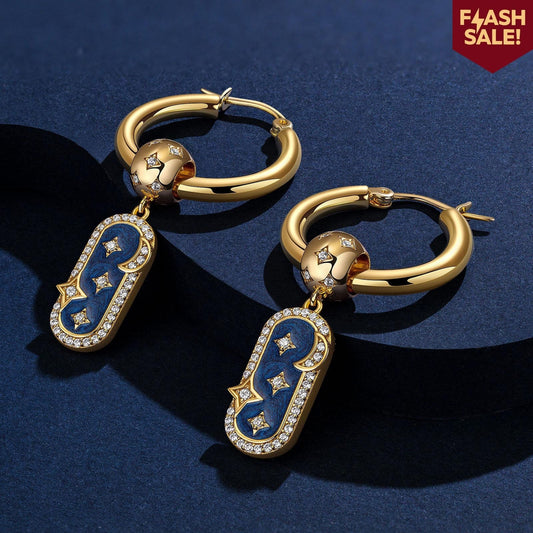 gona- Sterling Silver Nebula Whispers Charms Earrings Set With Enamel In 14K Gold Plated