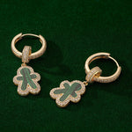 Flash Sale: Sterling Silver Malachite Emerald Gingerbread Man Charms Earrings Set In 14K Gold Plated
