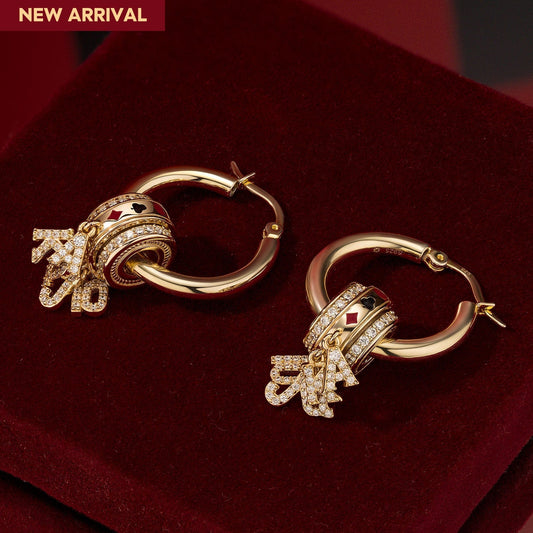gona- Sterling Silver Chance Encounters Charms Earrings Set With Enamel In 14K Gold Plated