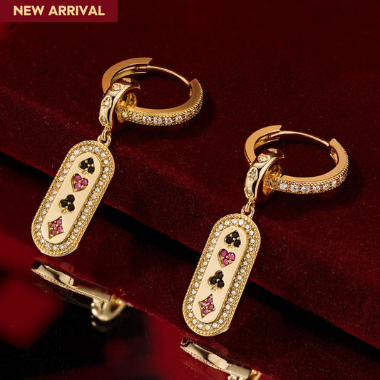 gona- Sterling Silver Chance's Edge Charms Earrings Set In 14K Gold Plated