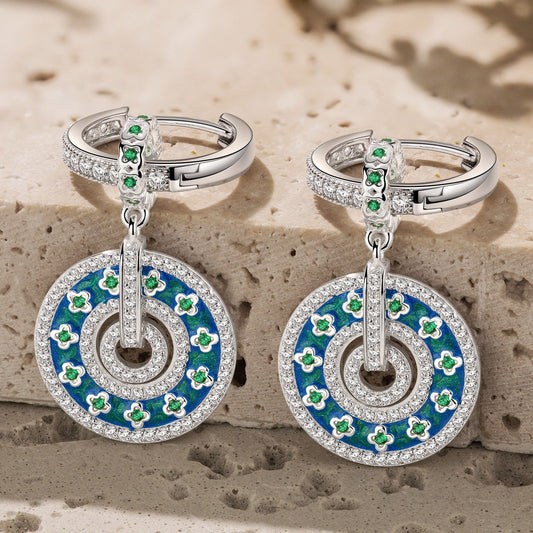gona- Stardust Blossoms Tarnish-resistant Silver Charms Earrings Set With Classic Hoop Earrings with Sterling Silver Ear Post In White Gold Plated