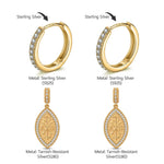 Sterling Silver Sacred Symbols Charms Earrings Set In 14K Gold Plated