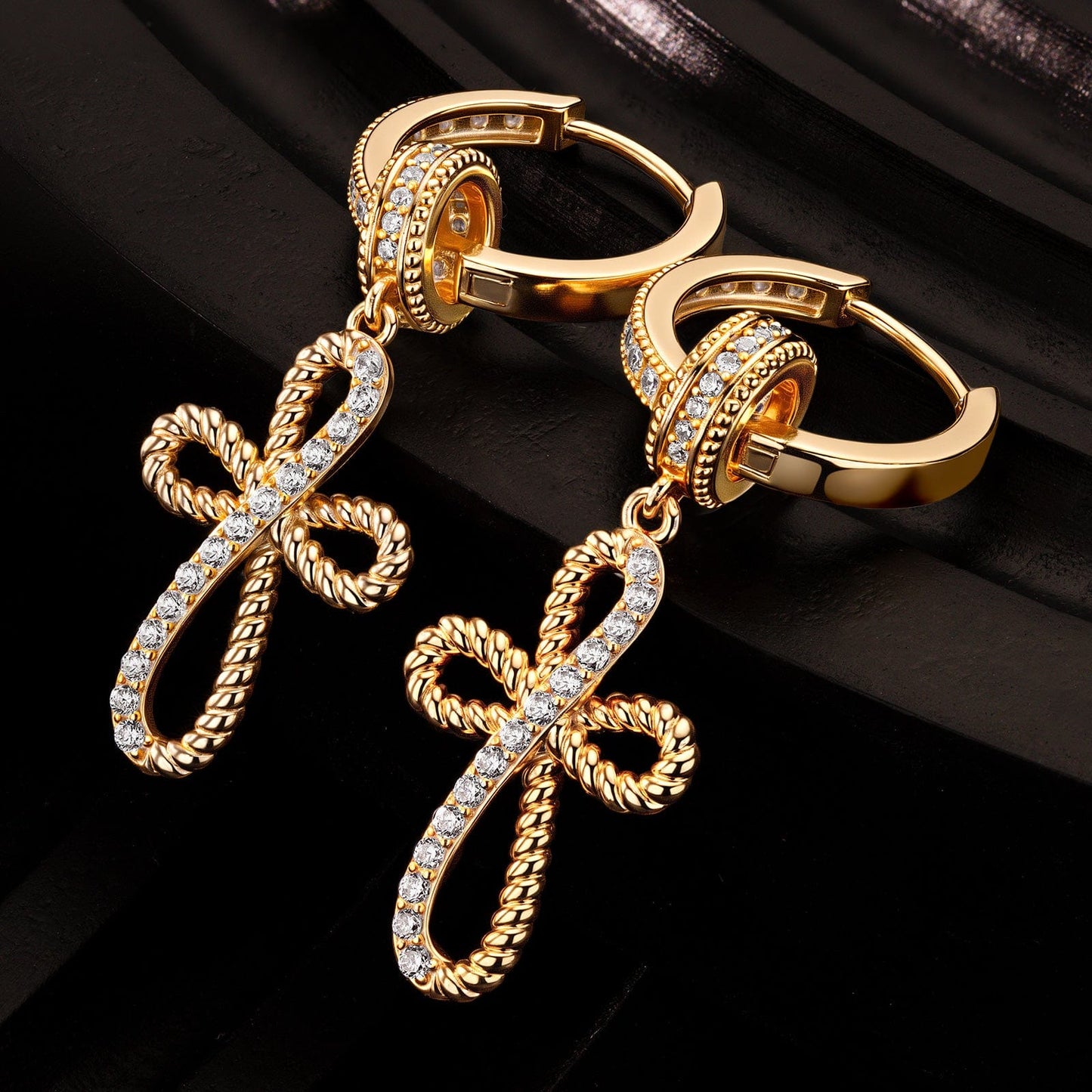 Sterling Silver Faithful Elegance Charms Earrings Set In 14K Gold Plated