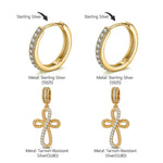 Sterling Silver Faithful Elegance Charms Earrings Set In 14K Gold Plated