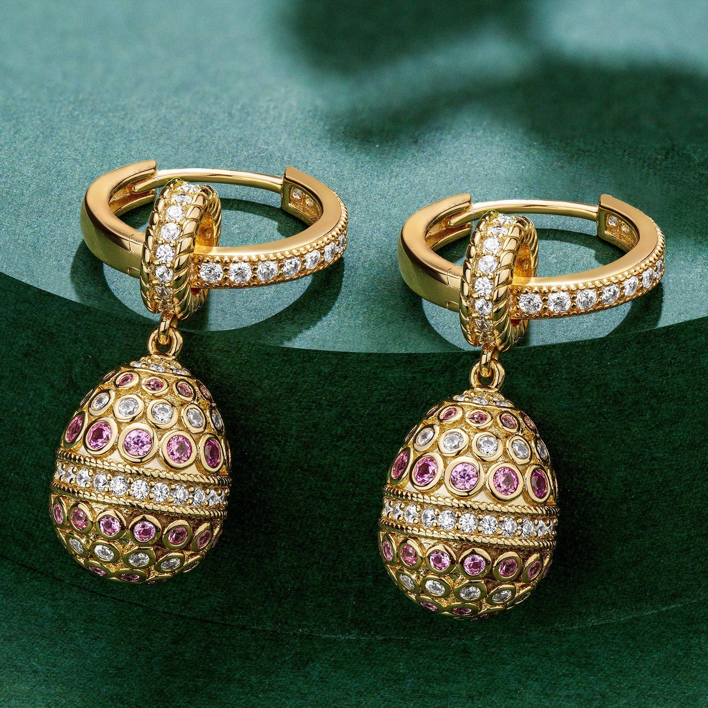 Sterling Silver Ruby Serenade Charms Earrings Set In 14K Gold Plated