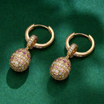 Sterling Silver Ruby Serenade Charms Earrings Set In 14K Gold Plated