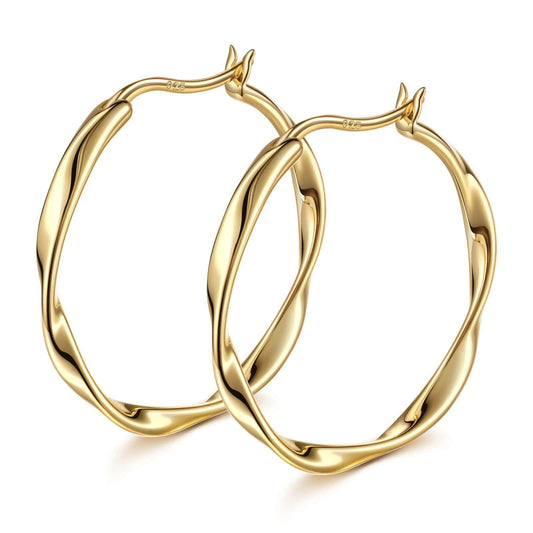 gona- Tarnish-resistant Silver L Size Classic Hoop Earrings with Sterling Silver Ear Post In 14K Gold Plated