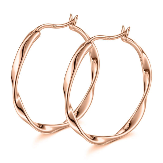 gona- Tarnish-resistant Silver L Size Classic Hoop Earrings with Sterling Silver Ear Post In Rose Gold Plated