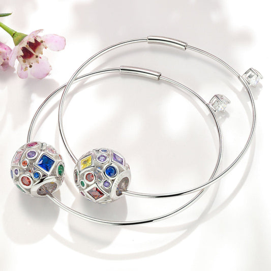 gona- Sterling Silver Summer Rainbow Hoop Earrings In White Gold Plated