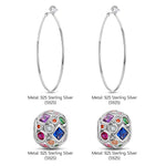Sterling Silver Summer Rainbow Hoop Earrings In White Gold Plated
