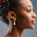 Sterling Silver Cute Octopus Charms Earrings Set In White Gold Plated