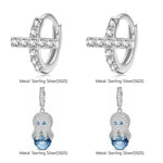 Sterling Silver Cute Octopus Charms Earrings Set In White Gold Plated