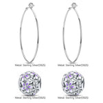 Sterling Silver Blooming Violet Charms Earrings Set With Enamel In White Gold Plated