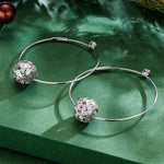 Sterling Silver Diamond White Four Leaf Clover Charms Earrings Set In White Gold Plated