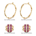 Sterling Silver Merry Transport Charms Earrings Set With Enamel In 14K Gold Plated