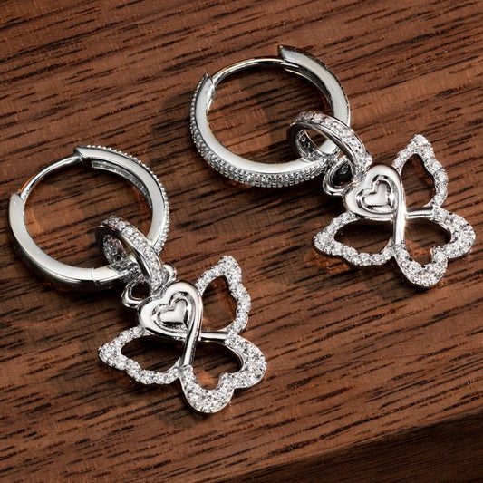 gona- Sterling Silver Little Angel Charms Earrings Set In White Gold Plated