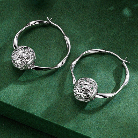 gona- Sterling Silver Infinite Love Charms Earrings Set In White Gold Plated