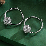 Sterling Silver Intertwined Heart Charms Earrings Set In White Gold Plated