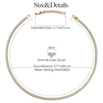 Sterling Silver Classic Tennis Necklace In 14K Gold Plated