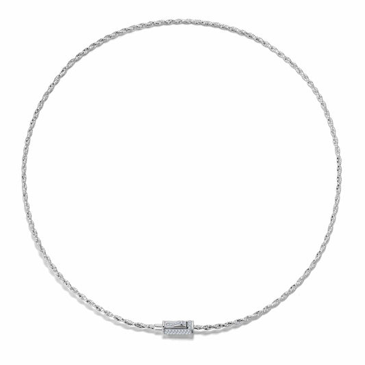 gona- Sterling Silver Braided Knot Rope Choker Necklace In White Gold Plated
