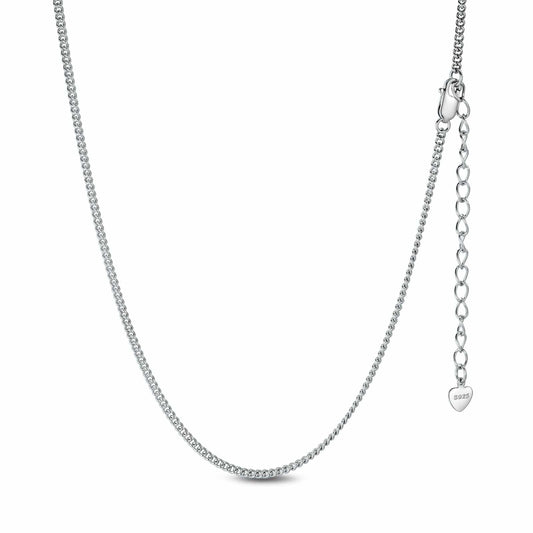 gona- Sterling Silver Classic Chain Necklace In White Gold Plated