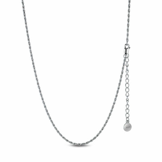 gona- Sterling Silver Classic Rope Chain Necklace In White Gold Plated
