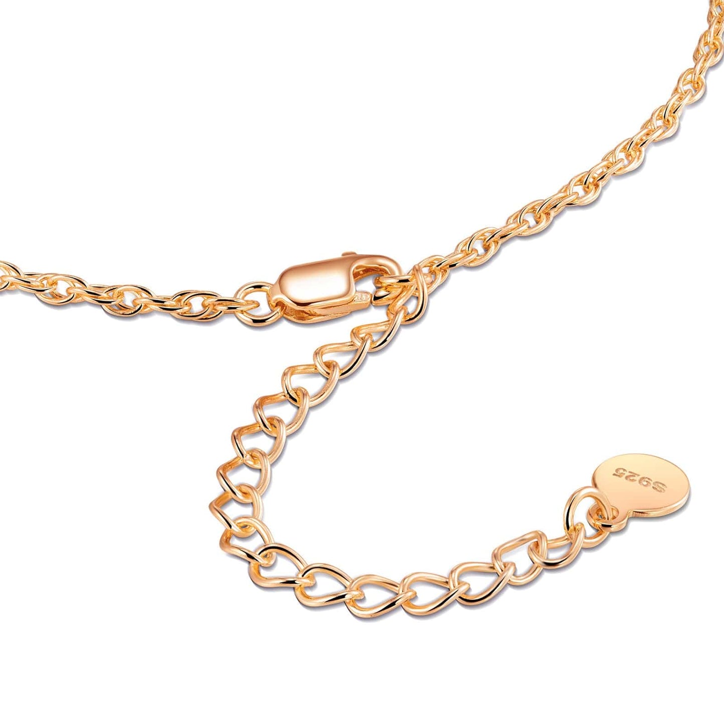 Sterling Silver Classic Double Cross Chain Necklace In Rose Gold Plated