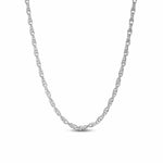 Sterling Silver Classic Double Cross Chain Necklace In White Gold Plated