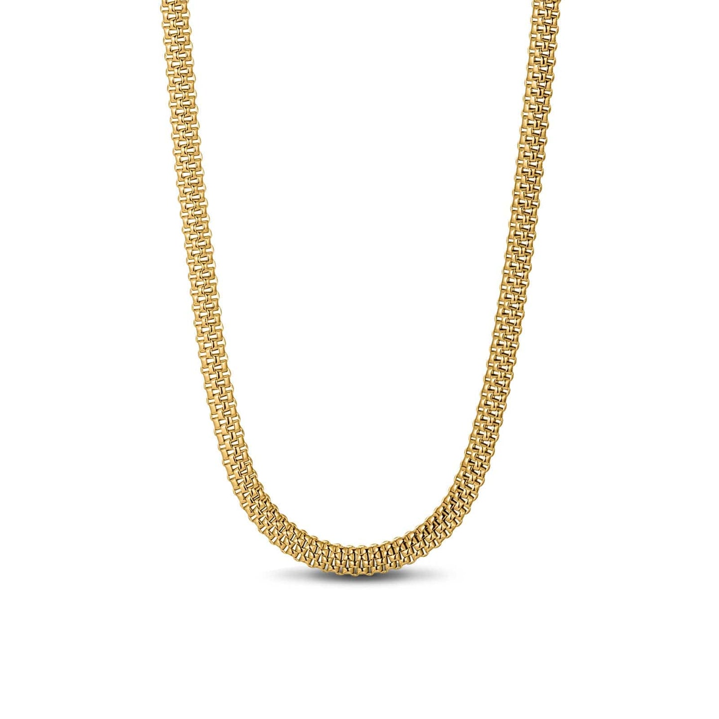Sterling Silver Simple Chain Necklace In 14K Gold Plated