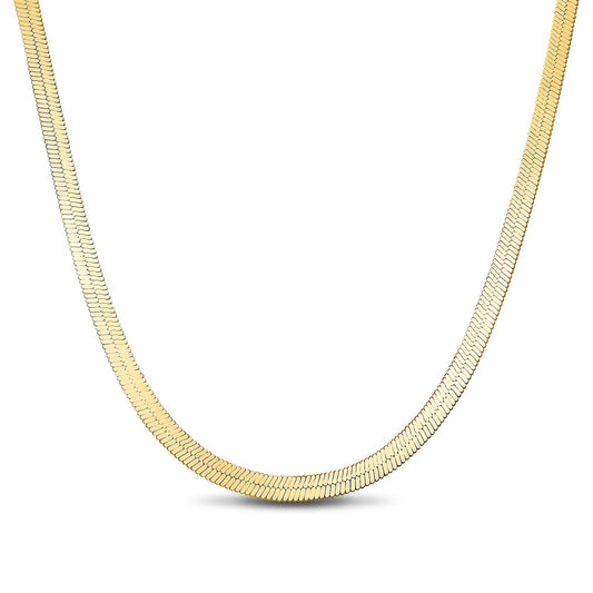 gona- Sterling Silver 3.2mm Flat Snake Chain Necklace In 14K Gold Plated