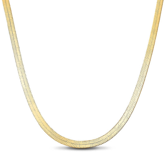 gona- Sterling Silver 3.2mm Flat Snake Chain Necklace In 14K Gold Plated