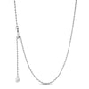 Sterling Silver Adjustable Rope Chain Necklace with Slider Clasp In White Gold Plated