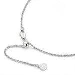 Sterling Silver Adjustable Rope Chain Necklace with Slider Clasp In White Gold Plated
