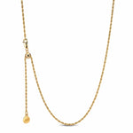 Sterling Silver Adjustable Rope Chain Necklace with Slider Clasp In 14K Gold Plated