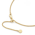 Sterling Silver Adjustable Rope Chain Necklace with Slider Clasp In 14K Gold Plated