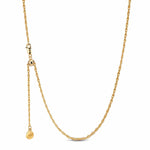 Sterling Silver Adjustable Rope Chain Necklace with Slider Clasp In 14K Gold Plated