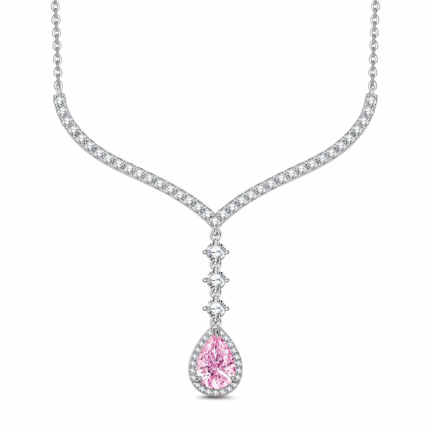 [💥As @JeannieBASMR's Pick] Rosy Teardrop Tarnish-resistant Silver Pendant Necklace In White Gold Plated