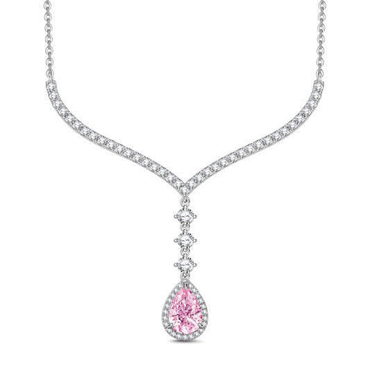 gona- [💥As @JeannieBASMR's Pick] Rosy Teardrop Tarnish-resistant Silver Pendant Necklace In White Gold Plated