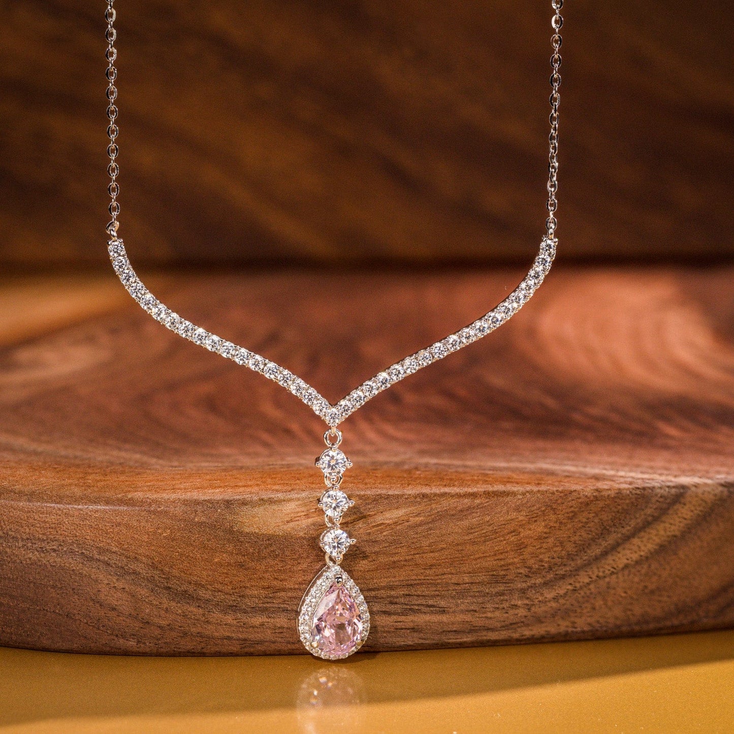 [💥As @JeannieBASMR's Pick] Rosy Teardrop Tarnish-resistant Silver Pendant Necklace In White Gold Plated