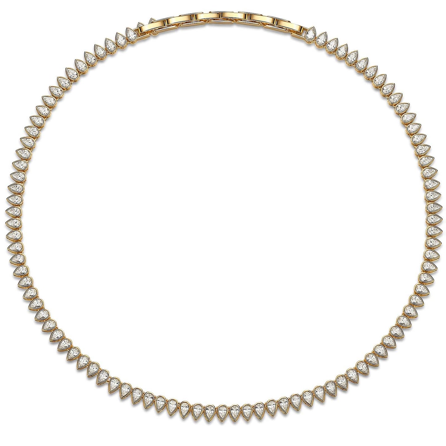 Glistening Droplets Tarnish-resistant Silver Tennis Necklace Chain In 14K Gold Plated