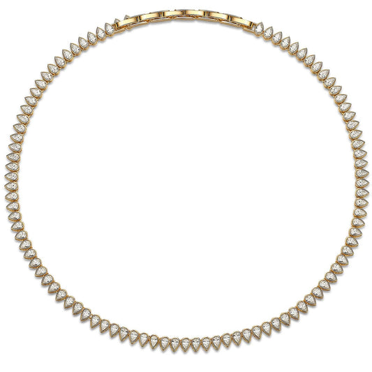 gona- Glistening Droplets Tarnish-resistant Silver Tennis Necklace Chain In 14K Gold Plated