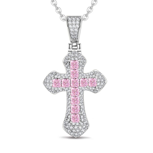 gona- Sterling Silver Necklace Chain Divine Blessing Tarnish-resistant Silver Cross Pendant Necklace In White Gold Plated