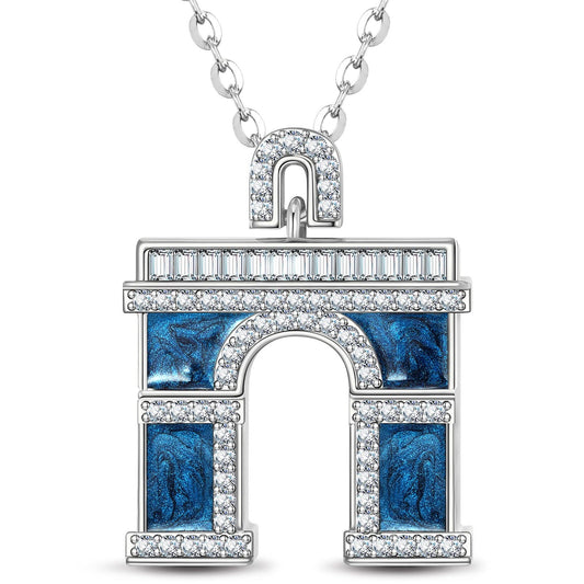 gona- Sterling Silver Necklace Chain Arch of Triumph Tarnish-resistant Silver Pendant Necklace In White Gold Plated